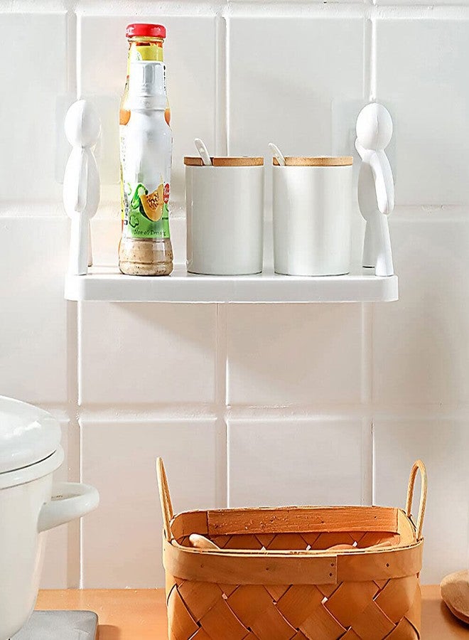 Styxon رف حائط معلق من ستيكسون، رف حمام، رف تخزين بدون ثقب، مثالي للمطبخ والحمام | 33 × 13.5 × 14.5 سم | بلاستيك | أبيض - Image 5